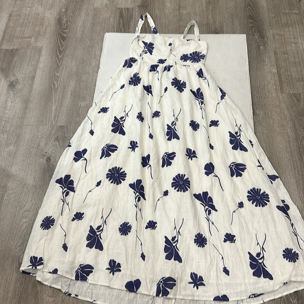 Petal & Pup White Maxi Dress with Blue Floral Print - Picture 15 of 15